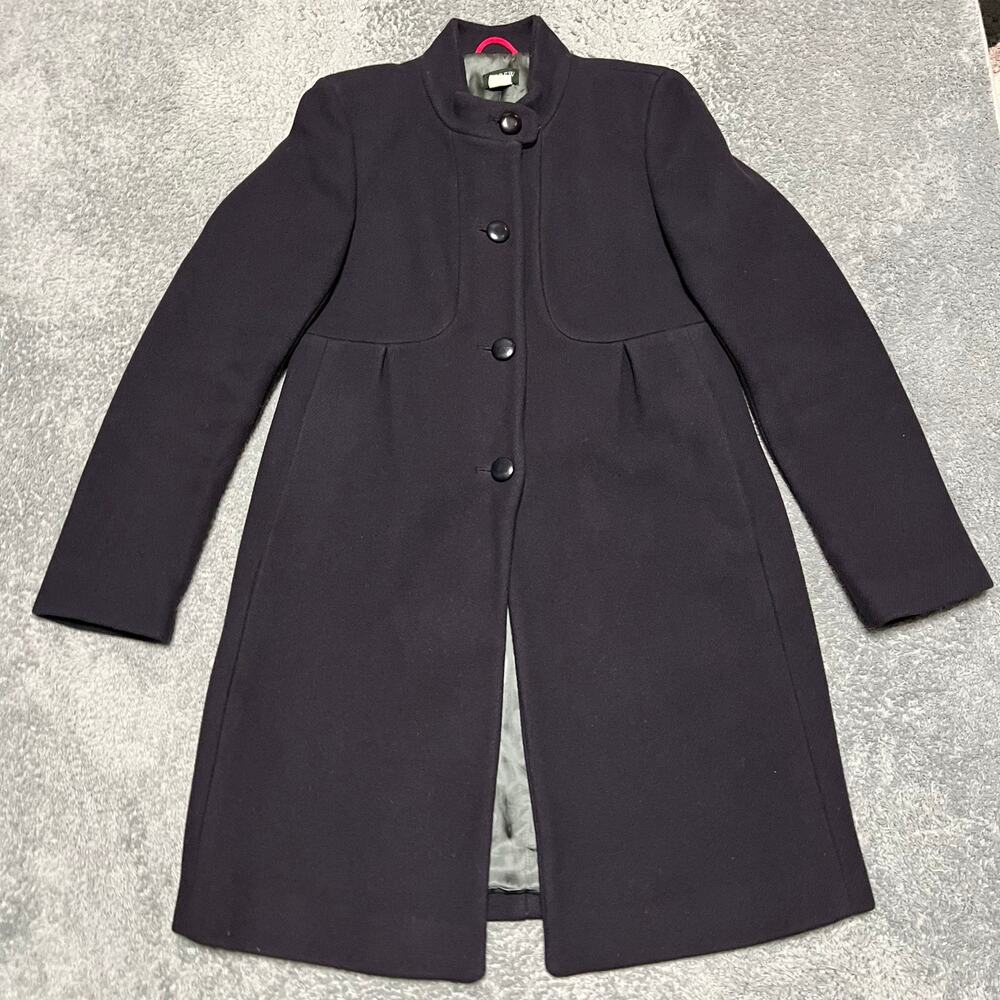 J. Crew Trench Coat Womens 6 Purple Wool Nlend Pea Coat Long